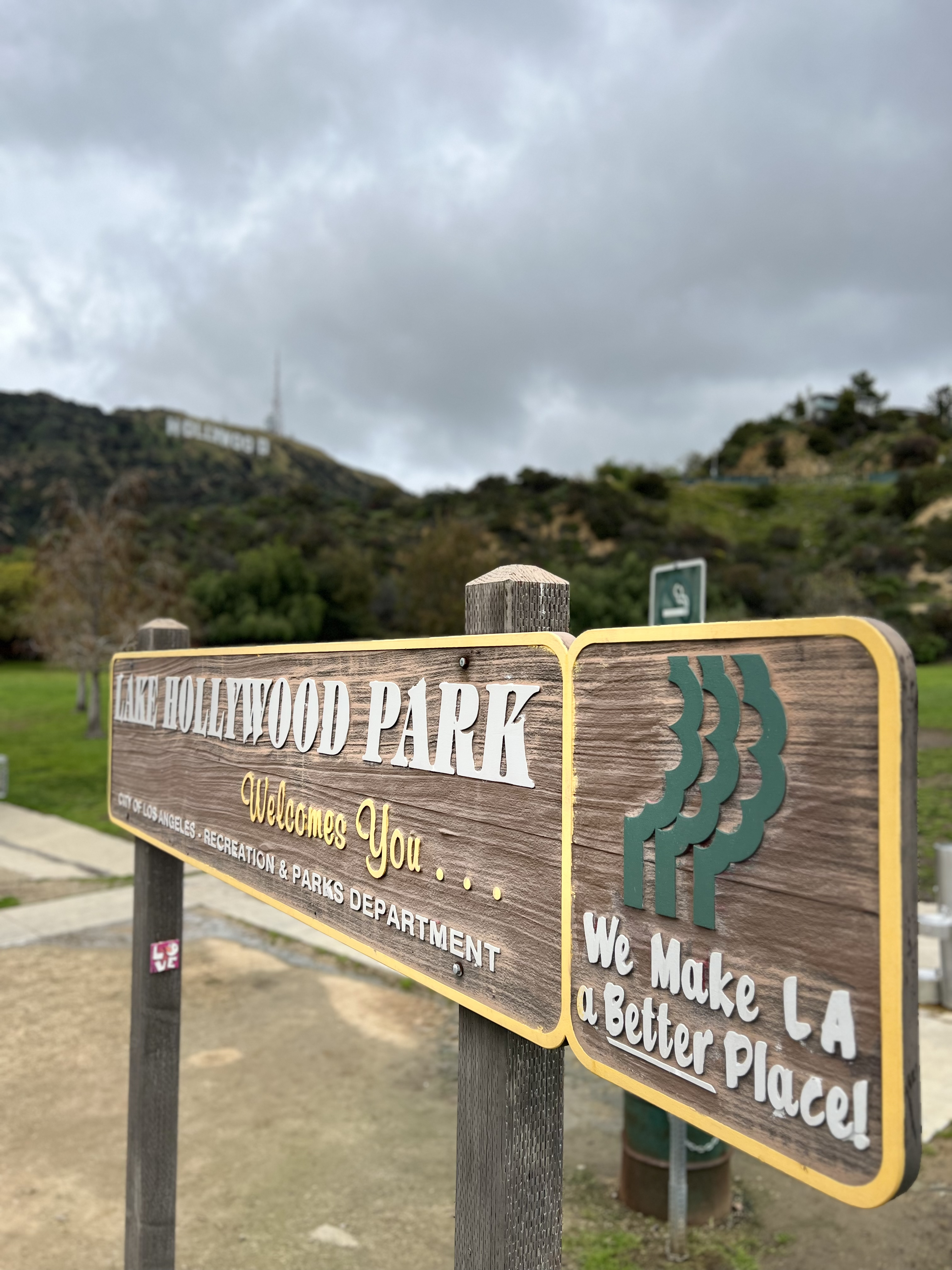 Lake Hollywood Park with the famous Hollywood sign in the background